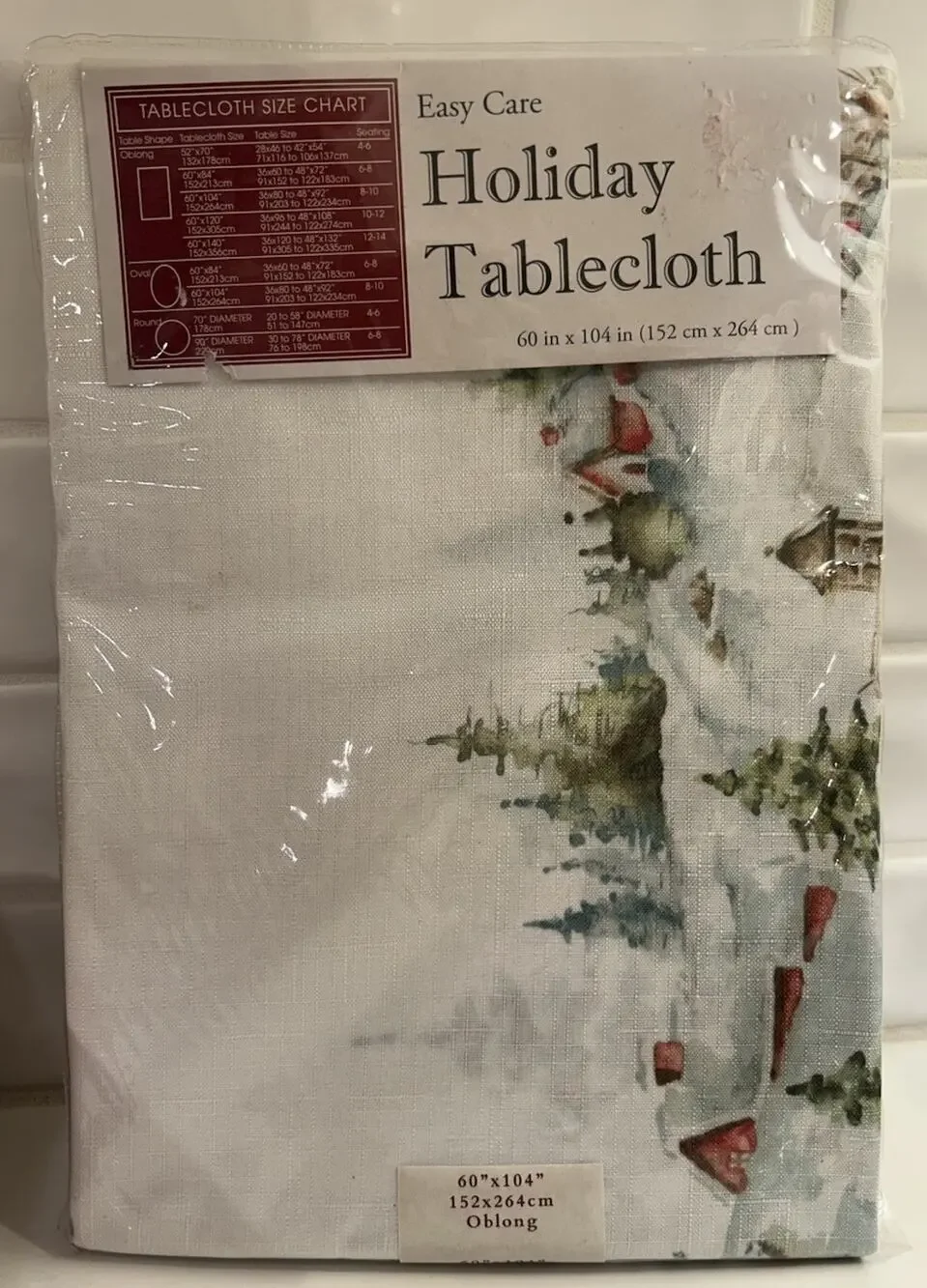 NEW Holiday Tablecloth Easy Care Spill Proof County Holiday Oblong 60